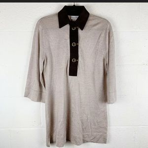 Soft surroundings | med | tan wool blend top